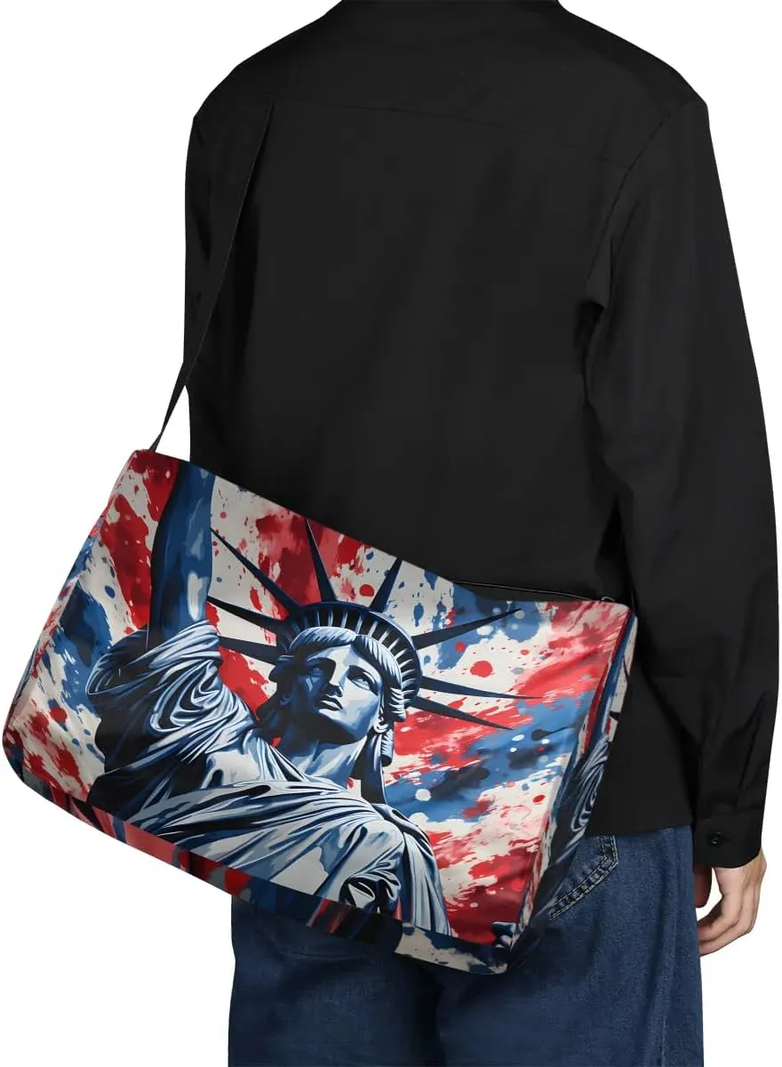 Gym Bags for Men 14.8 Inch Lightweight Carry On Bags for Airplanes Waterproof Duffle Bag for Travel, Statue of Liberty Drawings