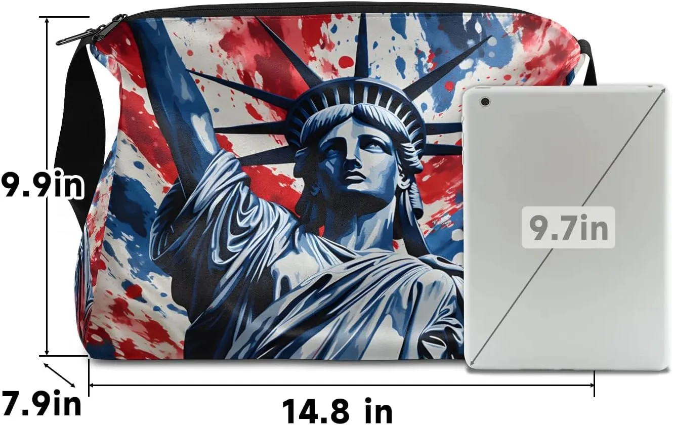 Gym Bags for Men 14.8 Inch Lightweight Carry On Bags for Airplanes Waterproof Duffle Bag for Travel, Statue of Liberty Drawings