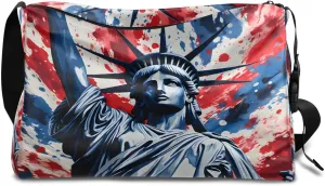 Gym Bags for Men 14.8 Inch Lightweight Carry On Bags for Airplanes Waterproof Duffle Bag for Travel, Statue of Liberty Drawings