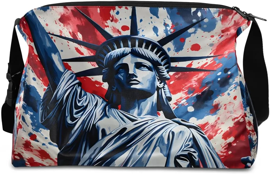 Gym Bags for Men 14.8 Inch Lightweight Carry On Bags for Airplanes Waterproof Duffle Bag for Travel, Statue of Liberty Drawings
