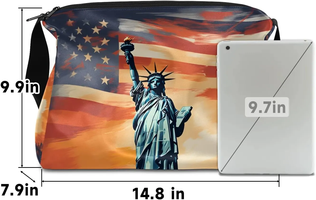 Gym Bags for Men 14.8 Inch Lightweight Carry On Bags for Airplanes Waterproof Duffle Bag for Travel, Statue of Liberty Pattern