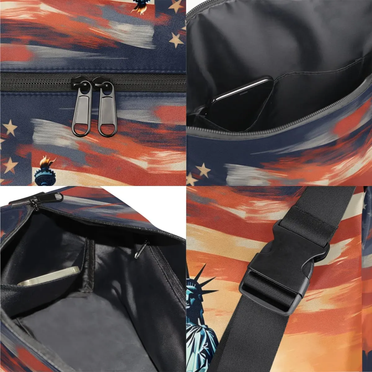 Gym Bags for Men 14.8 Inch Lightweight Carry On Bags for Airplanes Waterproof Duffle Bag for Travel, Statue of Liberty Pattern