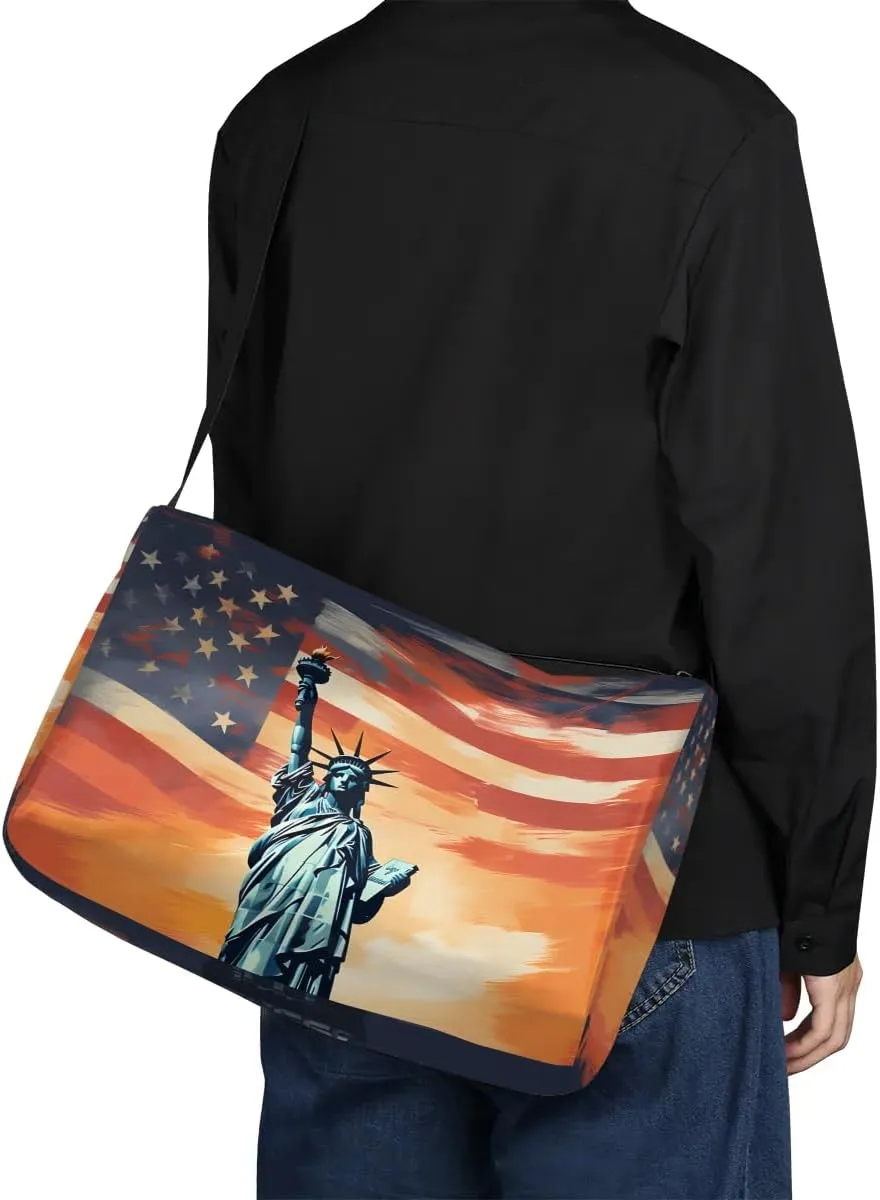 Gym Bags for Men 14.8 Inch Lightweight Carry On Bags for Airplanes Waterproof Duffle Bag for Travel, Statue of Liberty Pattern