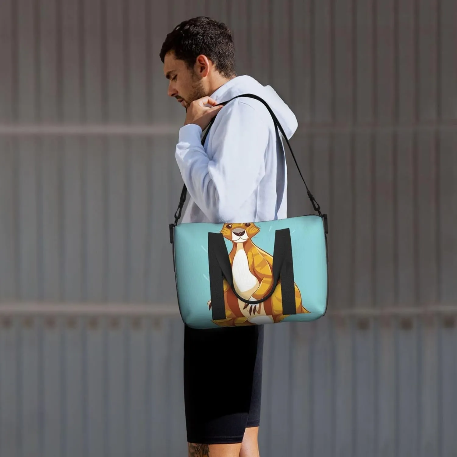 Gym Bags Small Cartoon Kangaroo Zoo Duffel Bag Overnight Bag with Shoe Compartment Carryon Bag for Men Women