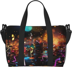 Gym Bags Small Colorful Music Notes Duffel Bag Overnight Bag with Shoe Compartment Carryon Bag for Men Women