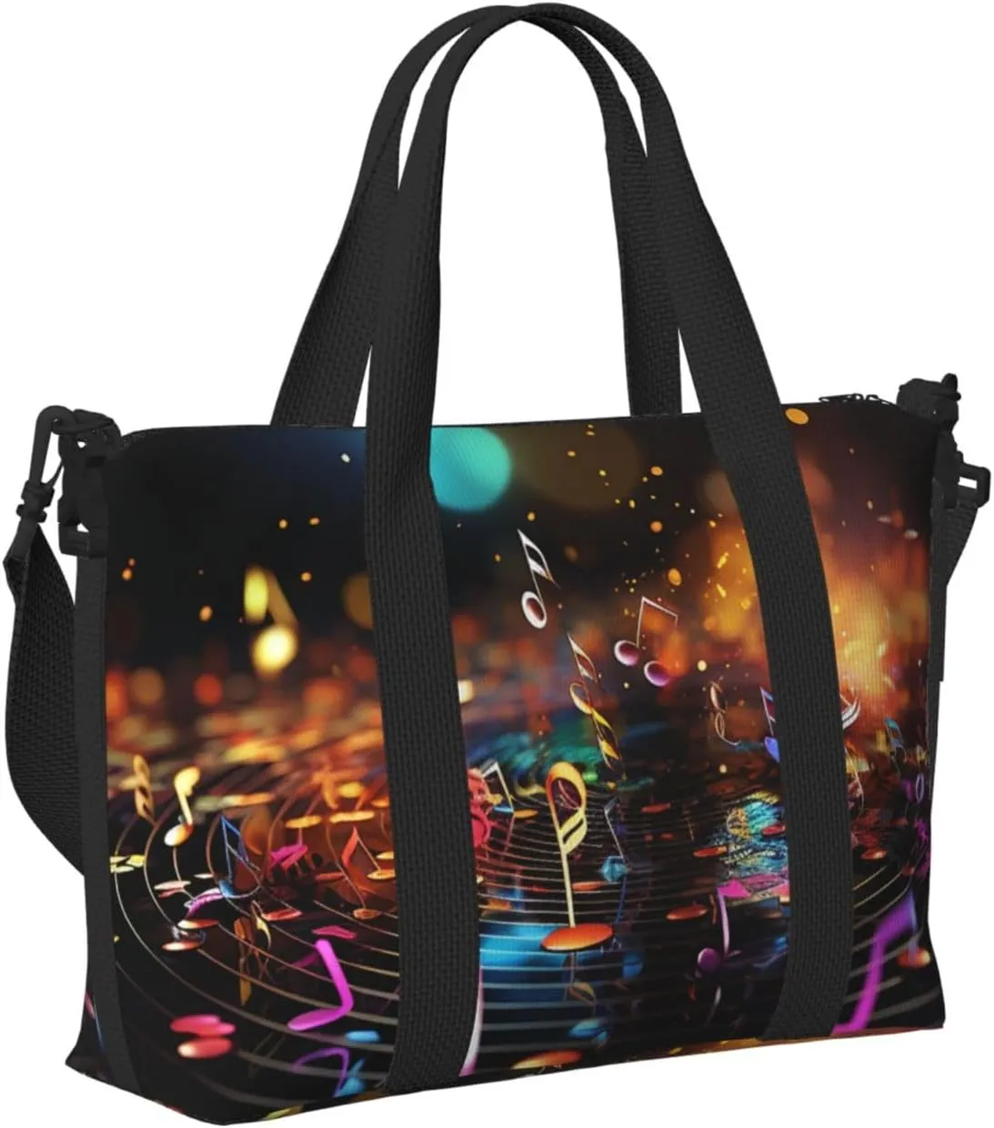 Gym Bags Small Colorful Music Notes Duffel Bag Overnight Bag with Shoe Compartment Carryon Bag for Men Women