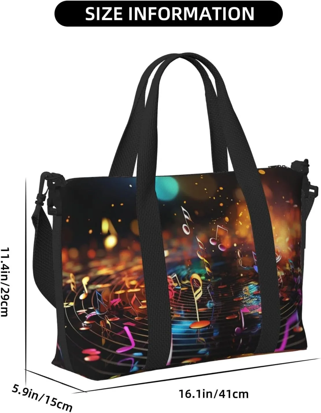Gym Bags Small Colorful Music Notes Duffel Bag Overnight Bag with Shoe Compartment Carryon Bag for Men Women
