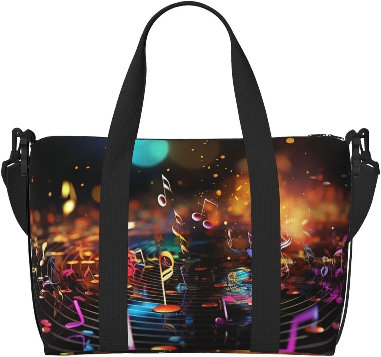 Gym Bags Small Colorful Music Notes Duffel Bag Overnight Bag with Shoe Compartment Carryon Bag for Men Women