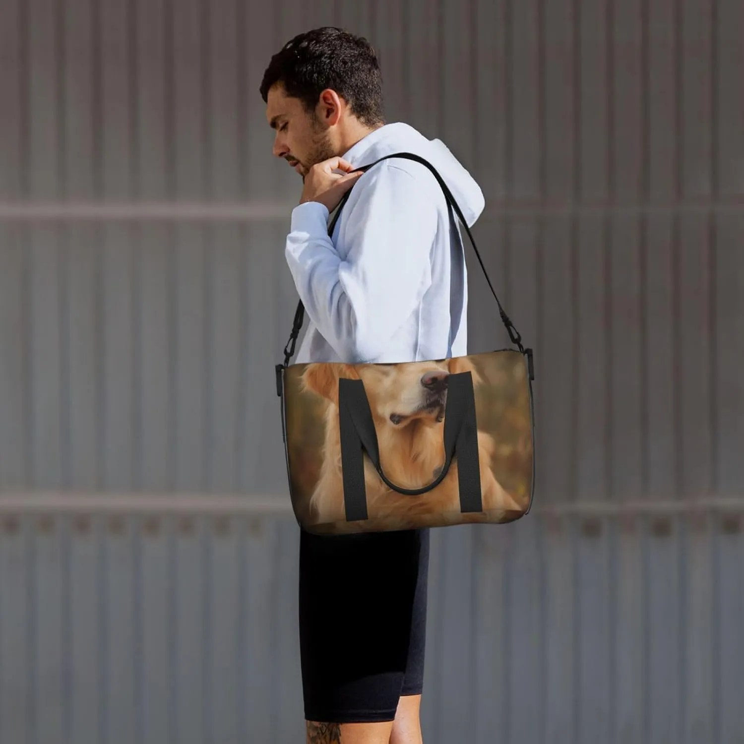 Gym Bags Small Golden retriever Duffel Bag Overnight Bag with Shoe Compartment Carryon Bag for Men Women