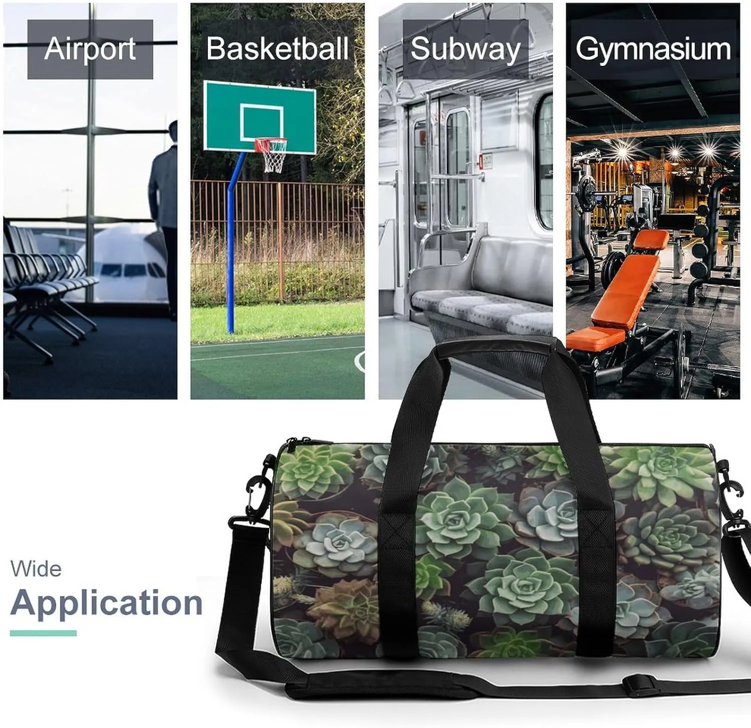 Gym Bags Small Succulent Plants Duffel Bag Overnight Bag with Shoe Compartment Carryon Bag for Men Women