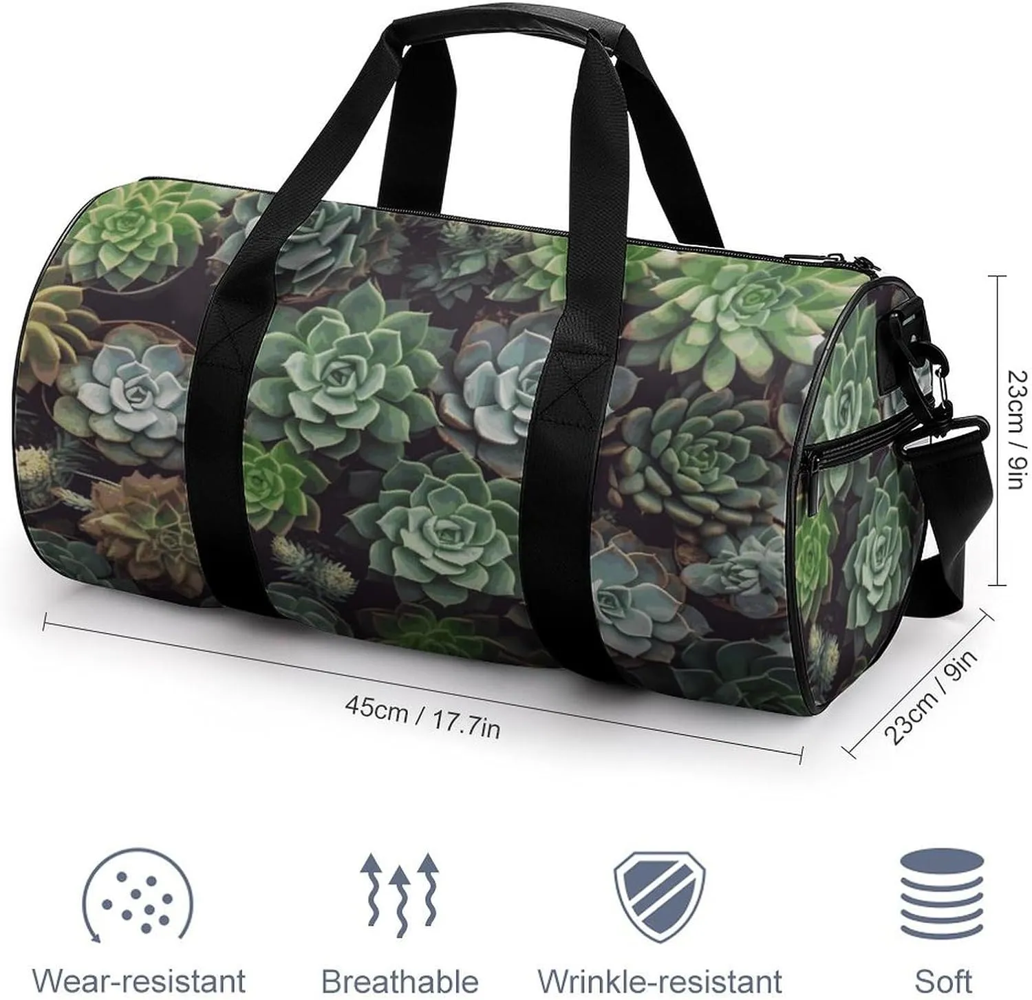 Gym Bags Small Succulent Plants Duffel Bag Overnight Bag with Shoe Compartment Carryon Bag for Men Women