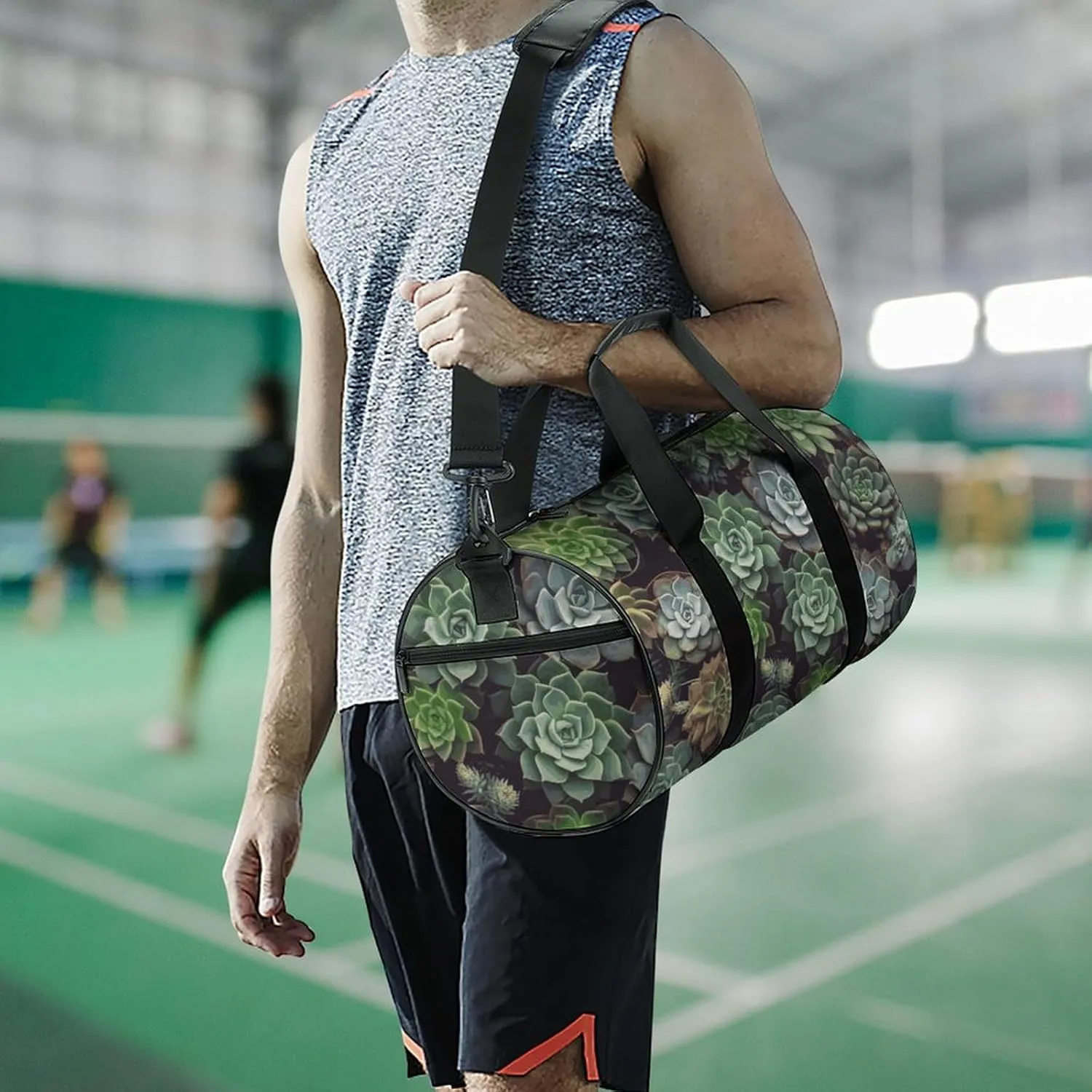 Gym Bags Small Succulent Plants Duffel Bag Overnight Bag with Shoe Compartment Carryon Bag for Men Women