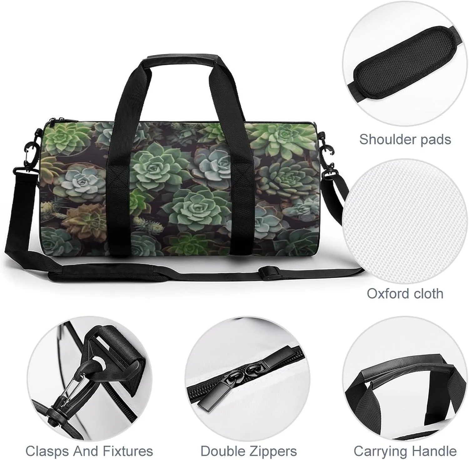 Gym Bags Small Succulent Plants Duffel Bag Overnight Bag with Shoe Compartment Carryon Bag for Men Women