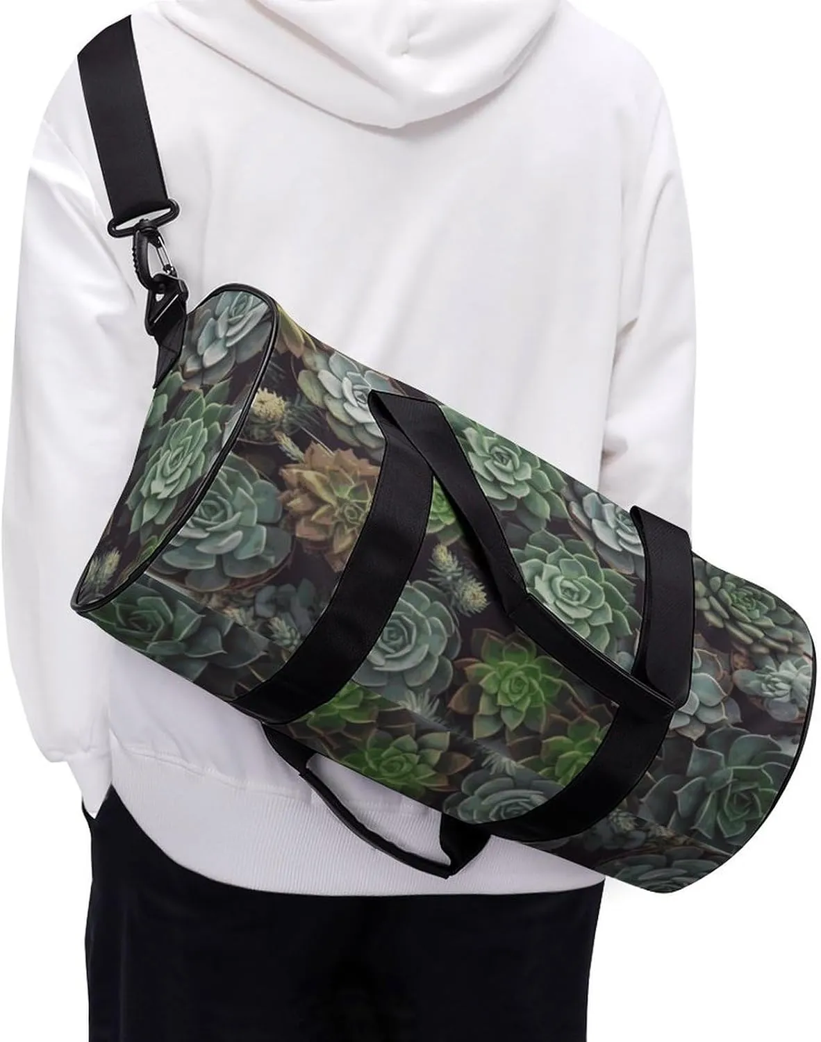 Gym Bags Small Succulent Plants Duffel Bag Overnight Bag with Shoe Compartment Carryon Bag for Men Women
