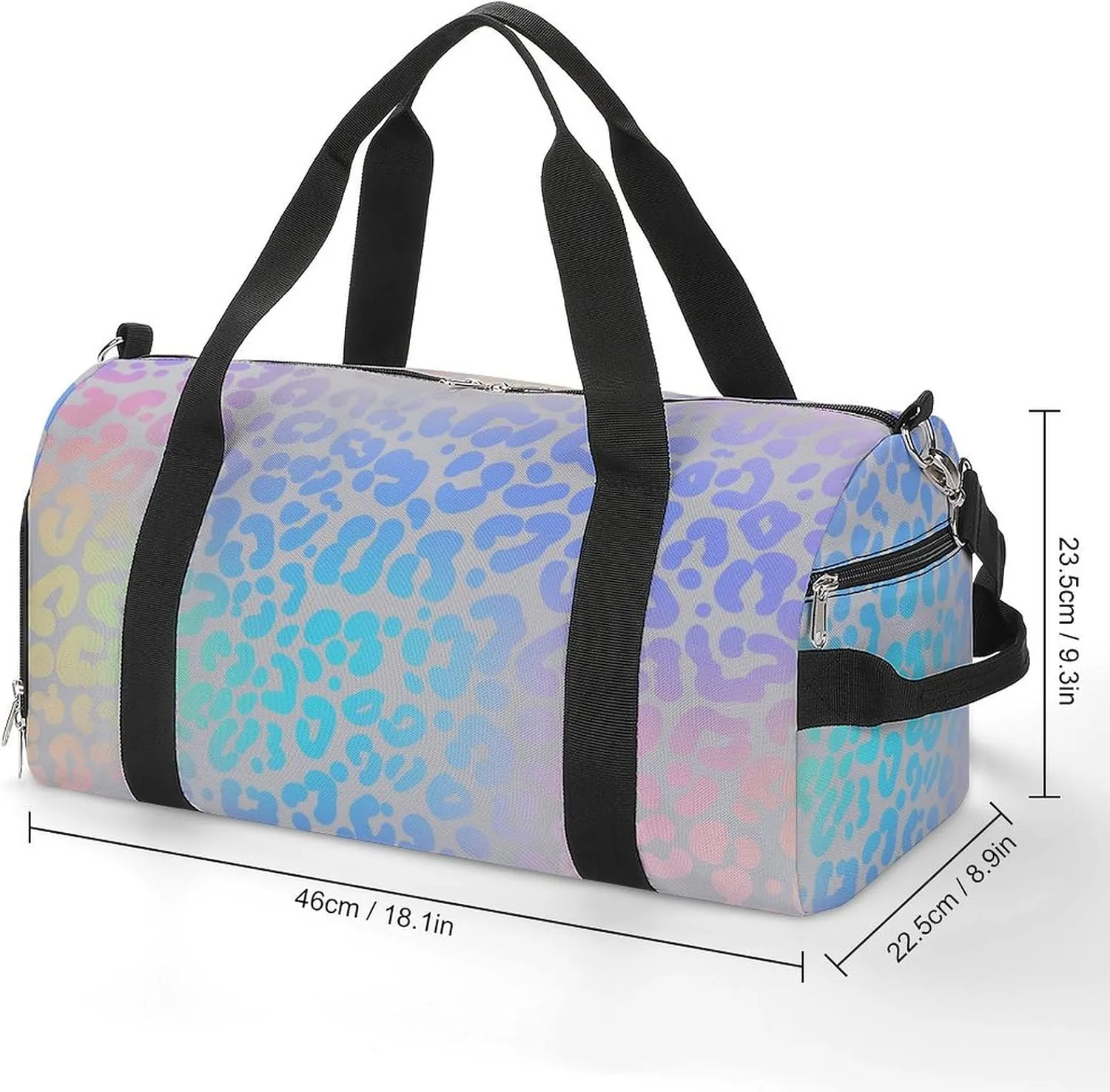 Gym Duffel Bag with Shoe Compartment Wet Pocket, Rainbow Leopard Travel Bag for Men Women, style-4