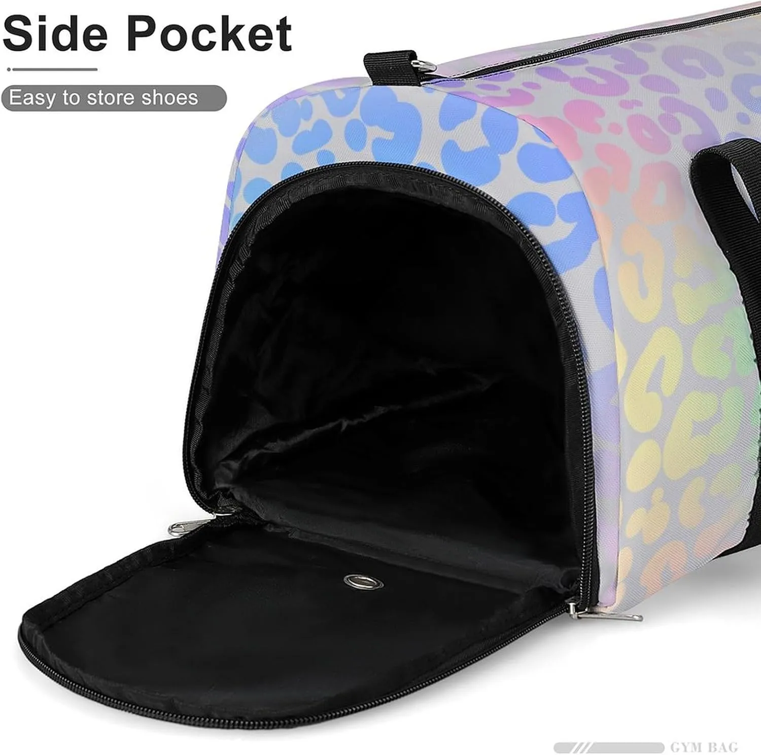 Gym Duffel Bag with Shoe Compartment Wet Pocket, Rainbow Leopard Travel Bag for Men Women, style-4
