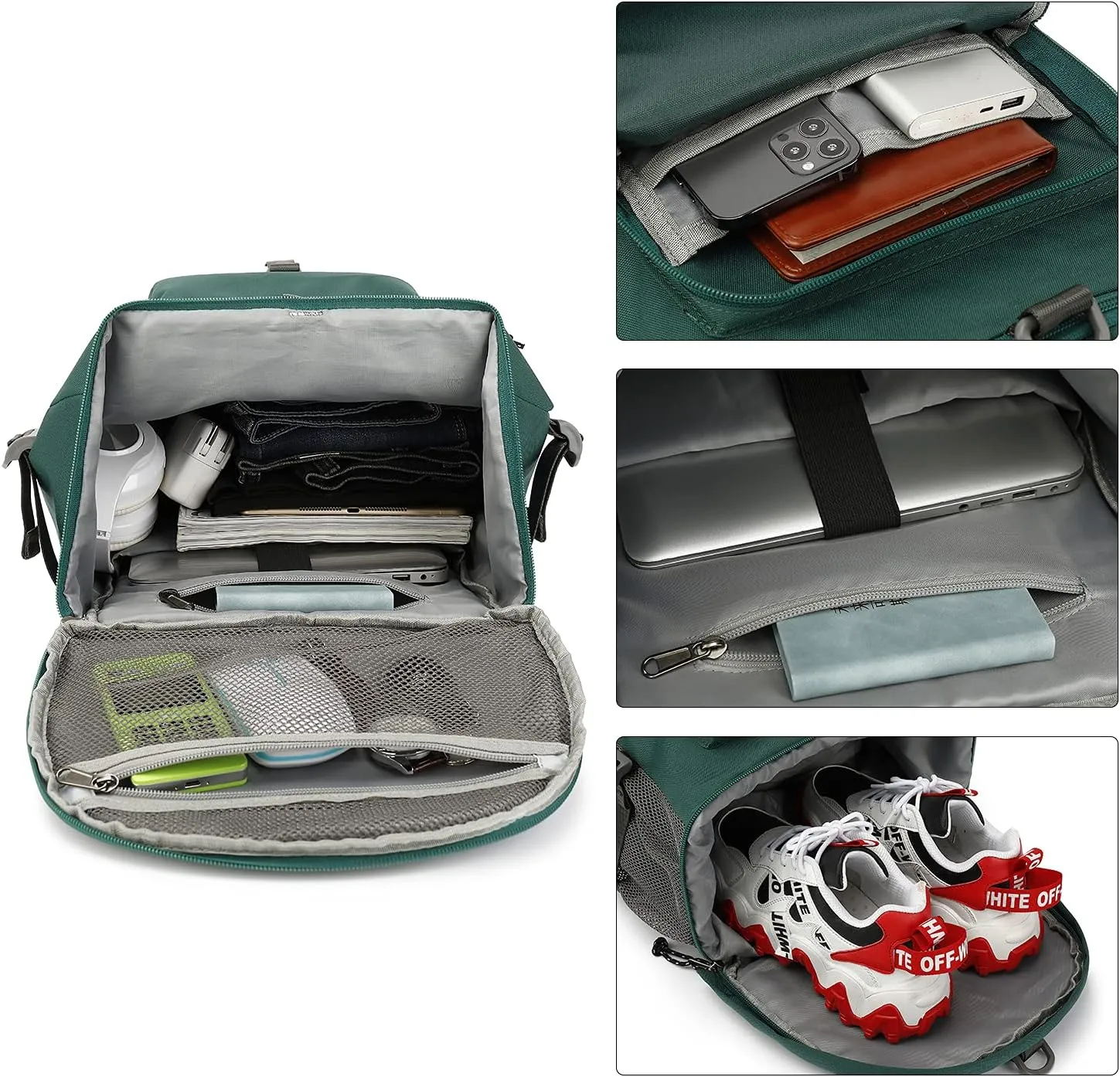 Gym Duffle Bag Backpack 4-Way Waterproof with Shoes Compartment for travel Sport Hiking laptop (Green) XL