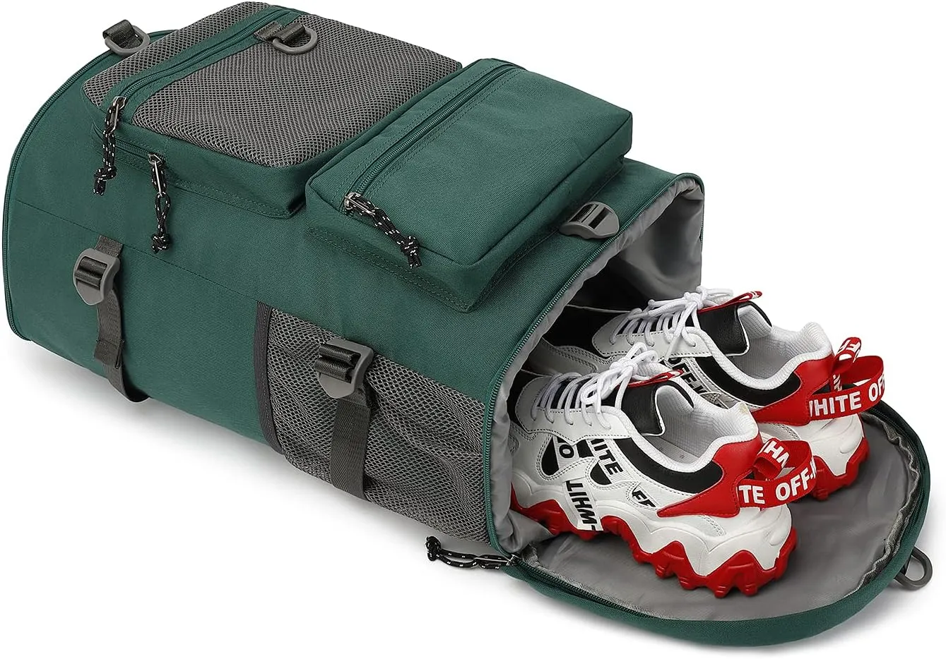 Gym Duffle Bag Backpack 4-Way Waterproof with Shoes Compartment for travel Sport Hiking laptop (Green) XL