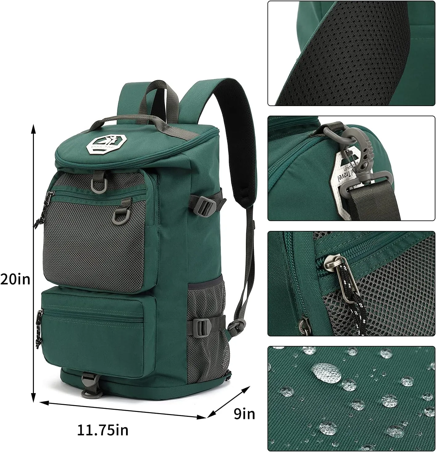 Gym Duffle Bag Backpack 4-Way Waterproof with Shoes Compartment for travel Sport Hiking laptop (Green) XL