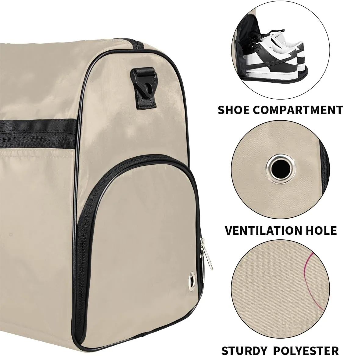 Gymnastics Dance Bag Personalized Duffel Bag Travel Weekender Overnight Bag Custom Name Team Gift Lightweight Waterproof Sport Gym Bag Collapsible Carry on Tote Bag Beige