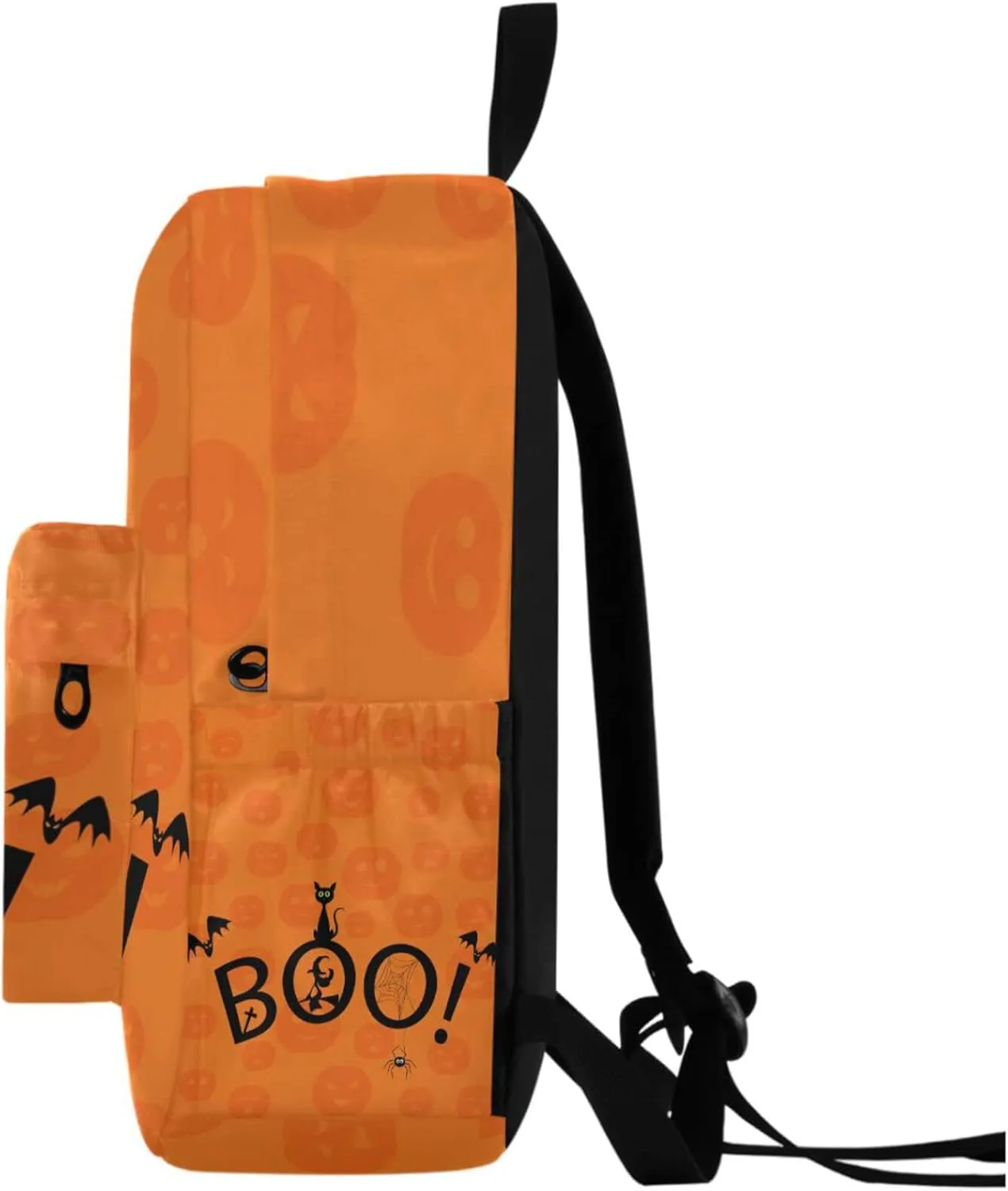 Halloween Boo with Black Cat Witch Pumpkin Large Laptop Backpack,Durable Portable Travel Bag for Boys Girls School Bookbag Work Fit 16.5 Inch Notebook