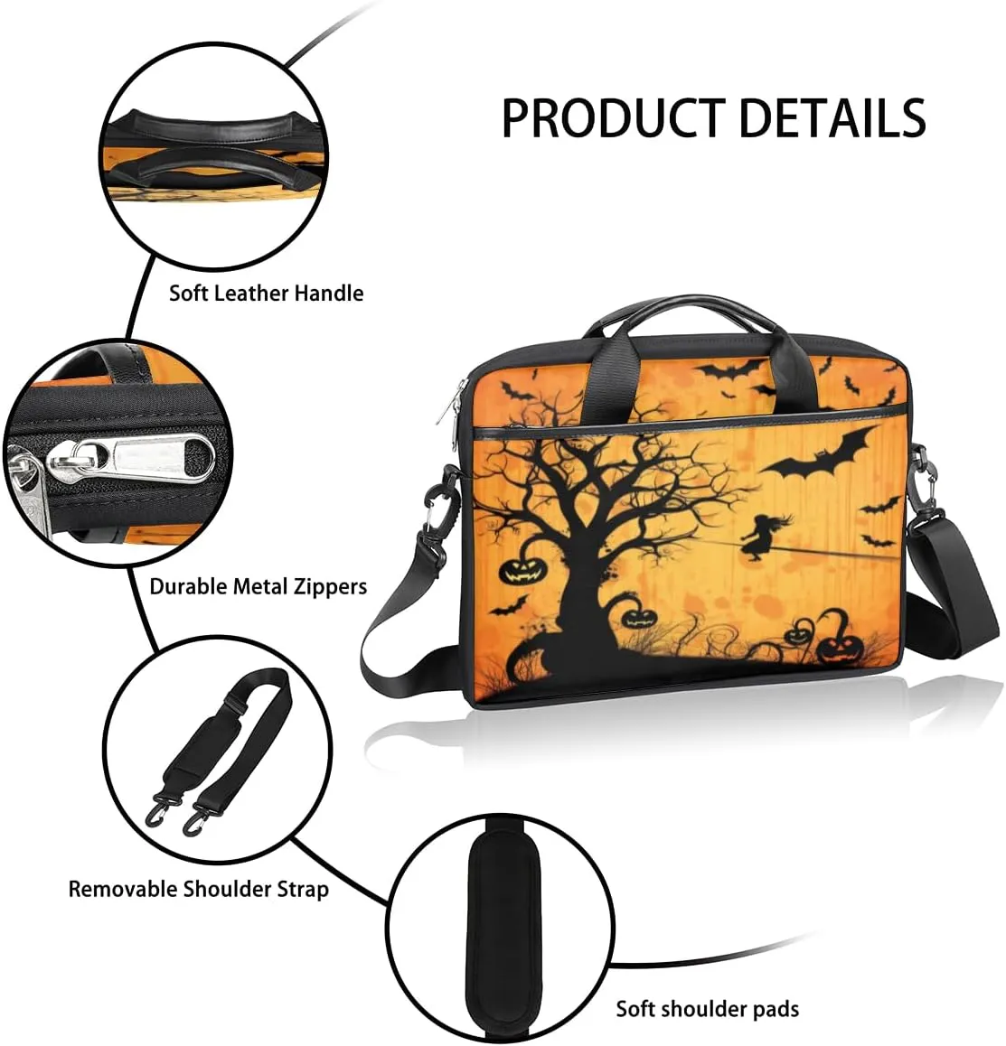 Halloween Lattice Lightweight Laptop Bag Case 13-15 Inch Computer Briefcase Bag for Women Men Notebook Shoulder Bag