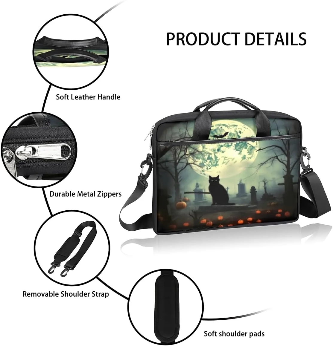 Halloween Lattice Lightweight Laptop Bag Case 13-15 Inch Computer Briefcase Bag for Women Men Notebook Shoulder Bag