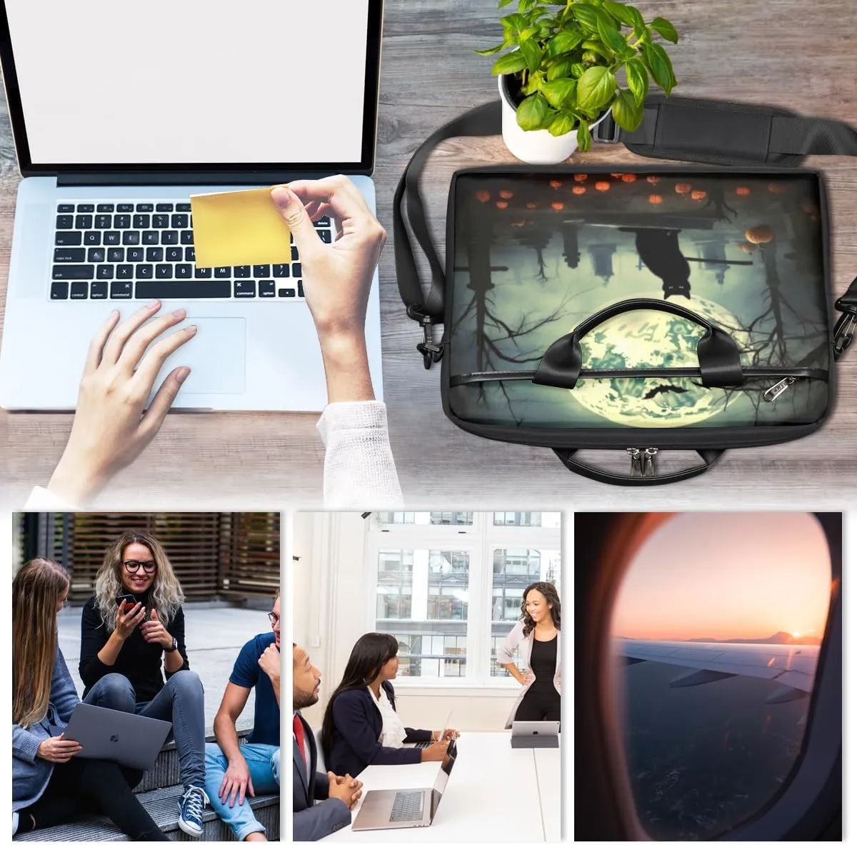 Halloween Lattice Lightweight Laptop Bag Case 13-15 Inch Computer Briefcase Bag for Women Men Notebook Shoulder Bag