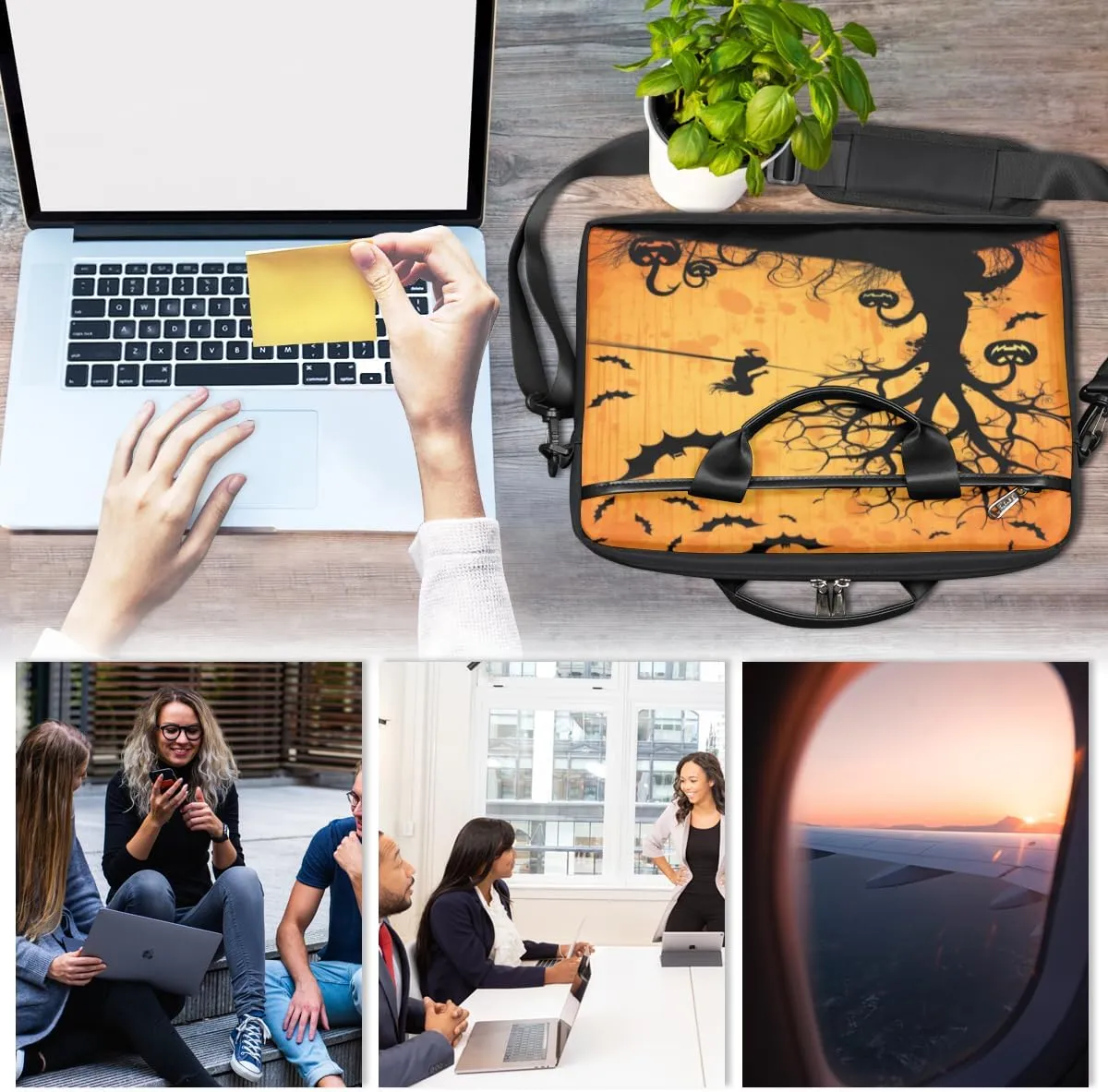Halloween Lattice Lightweight Laptop Bag Case 13-15 Inch Computer Briefcase Bag for Women Men Notebook Shoulder Bag