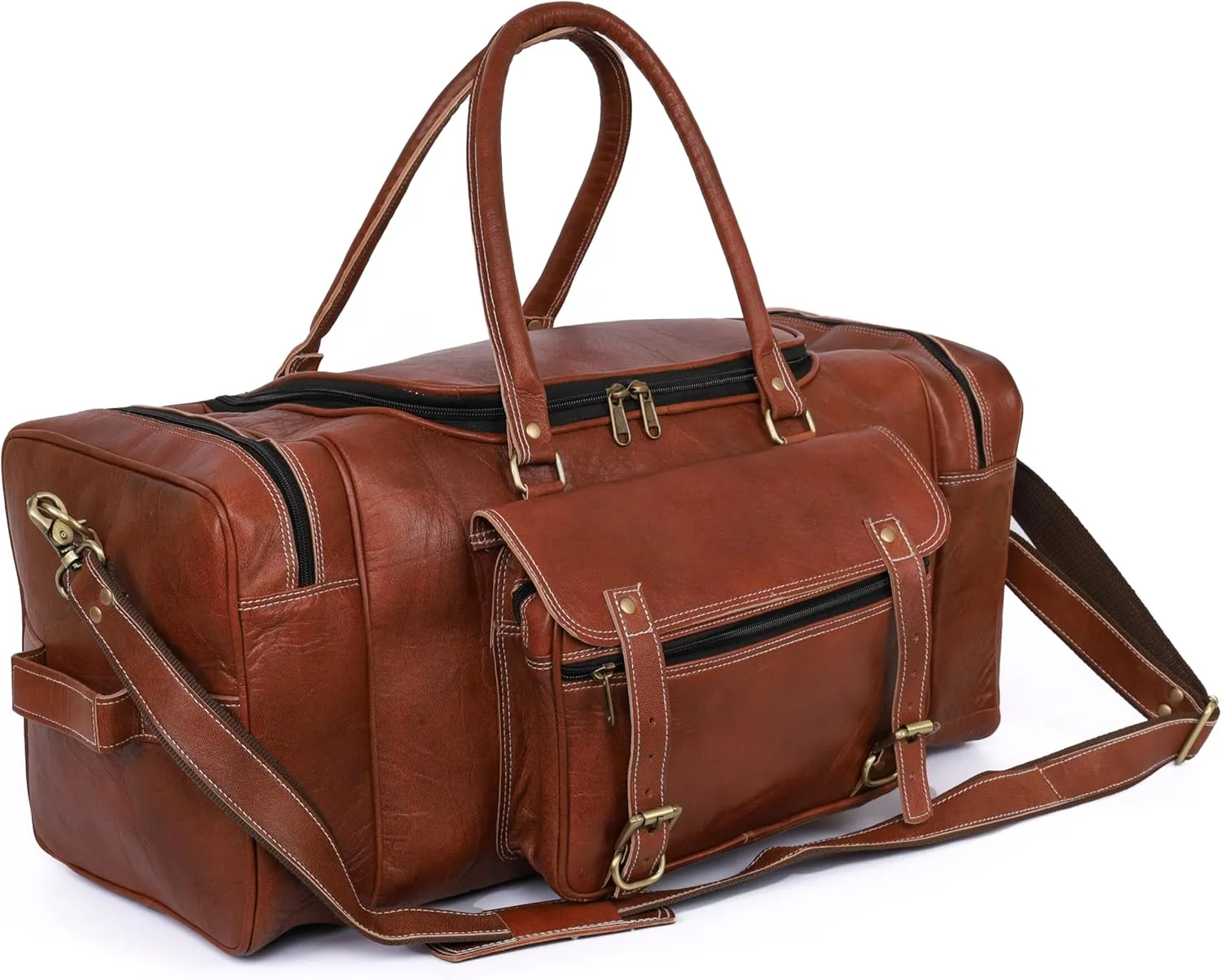 Handmade Vintage Travel Luggage 24 Inch Duffel Gym Sports Bag Weekender Travel Overnight Carry One Duffel Bag For Men