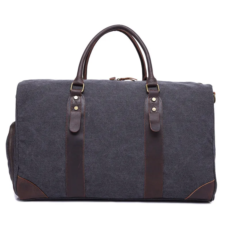 Handmade Vintage Waterproof Two-Way Zipper Canvas Men’s Travel Duffel Bag