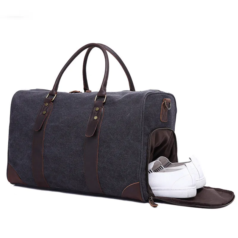 Handmade Vintage Waterproof Two-Way Zipper Canvas Men’s Travel Duffel Bag