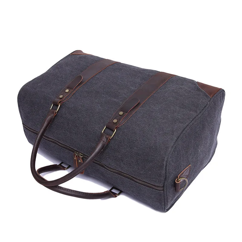 Handmade Vintage Waterproof Two-Way Zipper Canvas Men’s Travel Duffel Bag