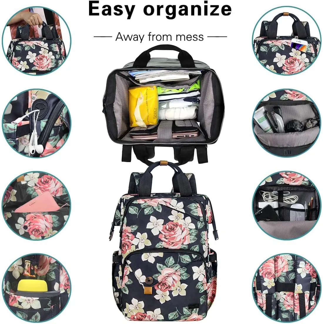 Hap Tim Carry on Backpack for Travel, Womens Laptop Backpack, Travel Backpack for Women, Work bag, Nurse Backpack, Nurses Week Gifts for Women（7651-BF）