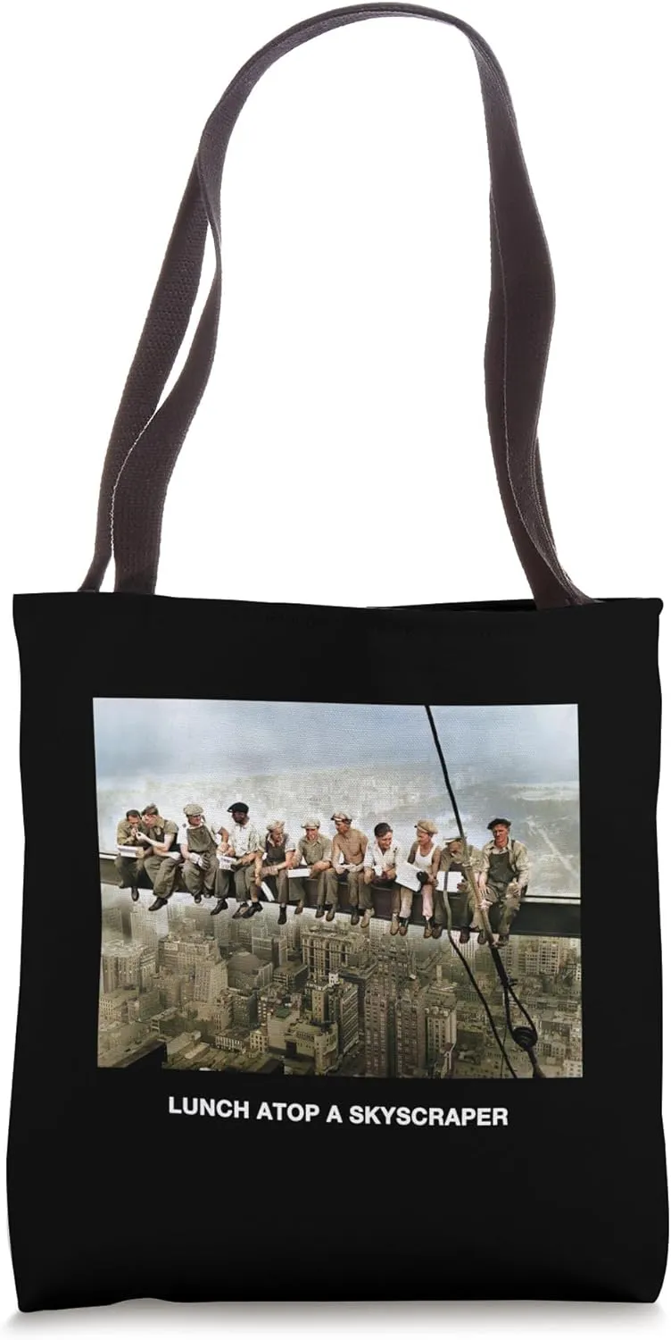 Happy Labour day Lunch atop of a skyscraper in New York City Tote Bag