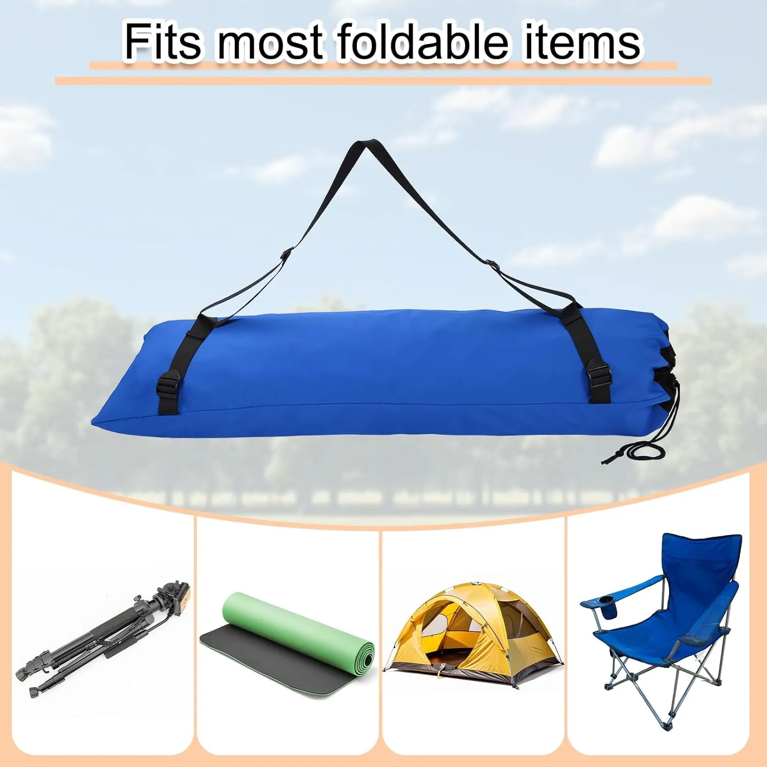 HARFINGTON Camping Chair Replacement Bag 48" Folding Chair Carry Bag Oxford Cloth Storage Tent Bag with Shoulder Strap for Travel Outdoor Camping Sports, Blue