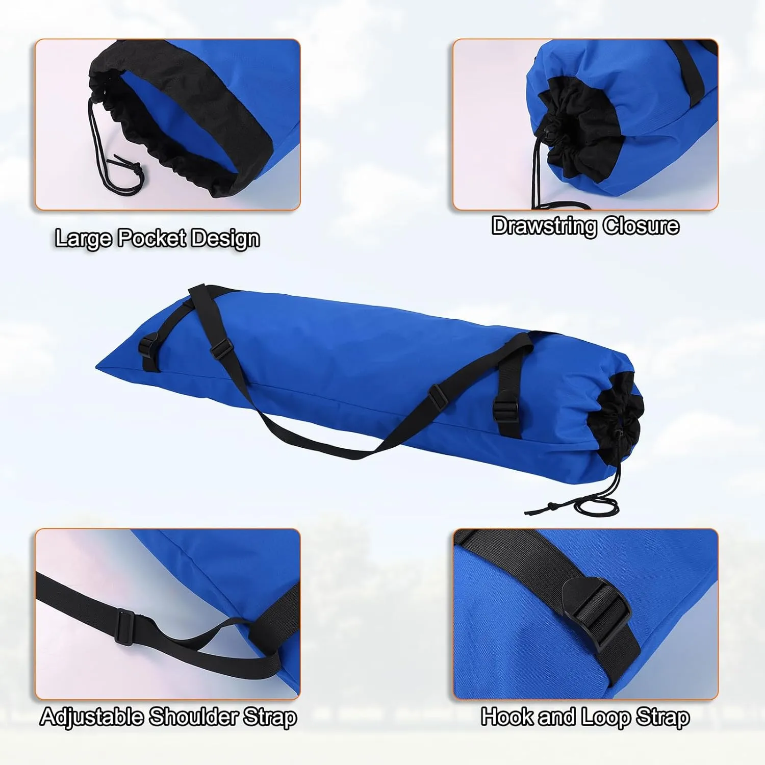 HARFINGTON Camping Chair Replacement Bag 48" Folding Chair Carry Bag Oxford Cloth Storage Tent Bag with Shoulder Strap for Travel Outdoor Camping Sports, Blue
