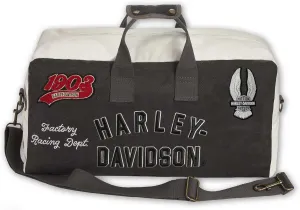 Harley-Davidson Multiple Patches & Logos Vintage Duffel Bag, Durable Canvas