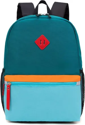 HawLander Little Kids Backpack for Boys Toddler School Bag Fits 3 to 6 years old, 15 inch, Blue Green