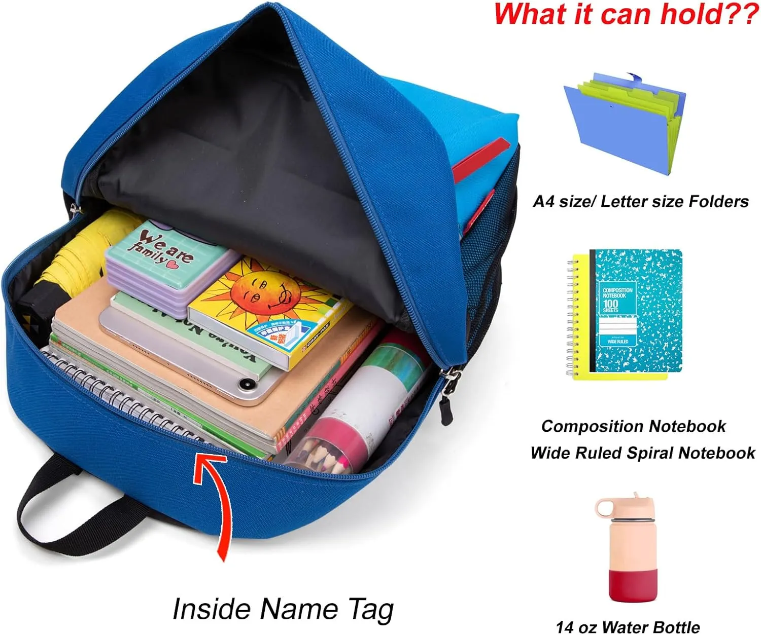 HawLander Little Kids Backpack for Boys Toddler School Bag Fits 3 to 9 years old, 17 inch, Blue