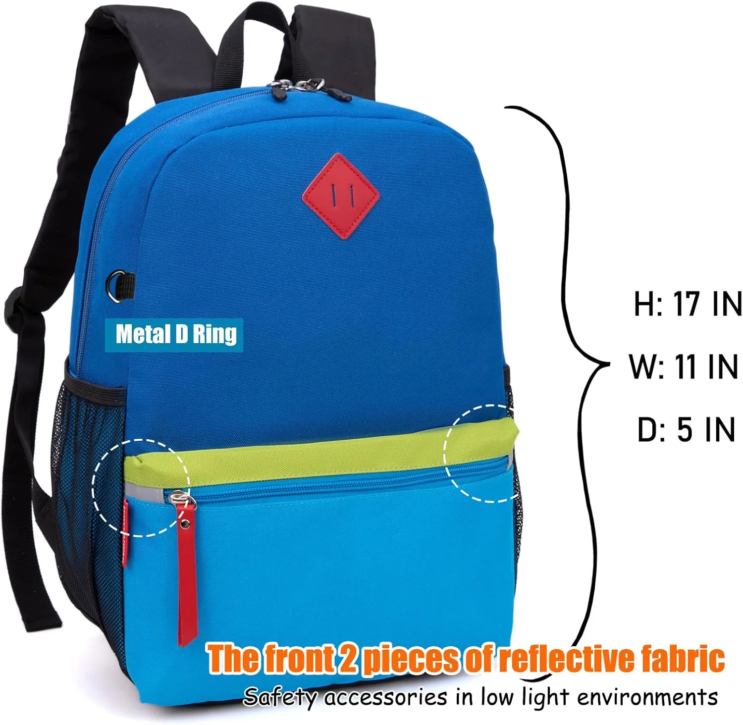 HawLander Little Kids Backpack for Boys Toddler School Bag Fits 3 to 9 years old, 17 inch, Blue