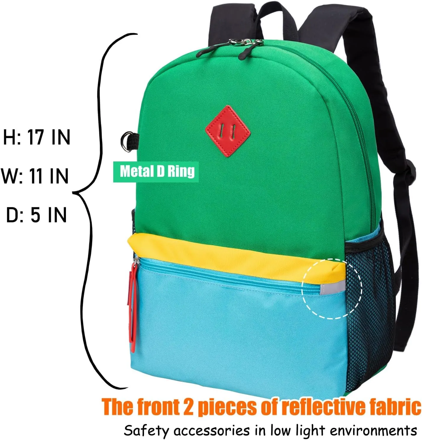 HawLander Little Kids Backpack for Boys Toddler School Bag Fits 3 to 9 years old, 17 inch, Green