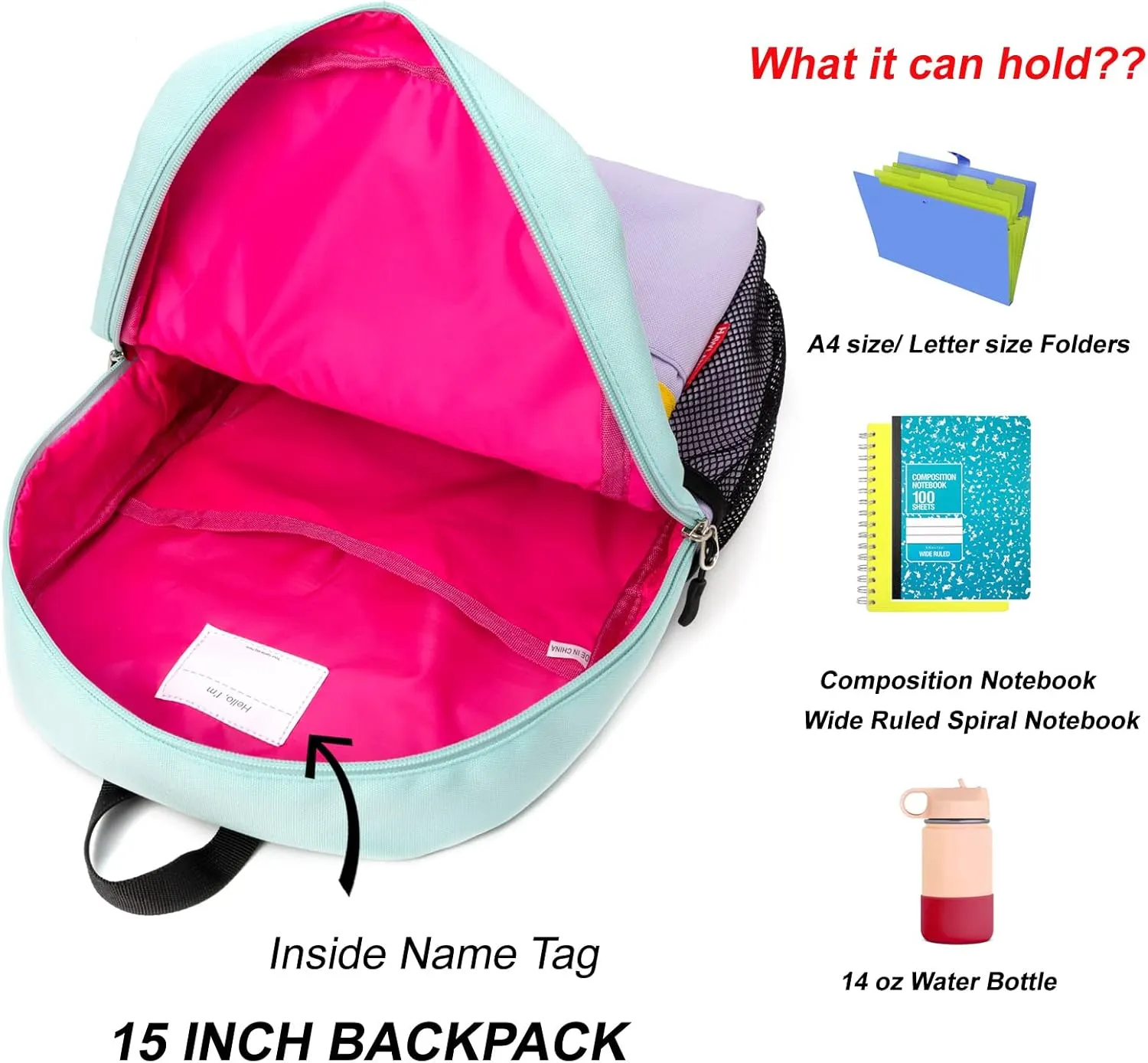 HawLander Preschool Backpack for Toddler Girls, Kids School Bag, Ages 3 to 7 years old, Small, Light Green