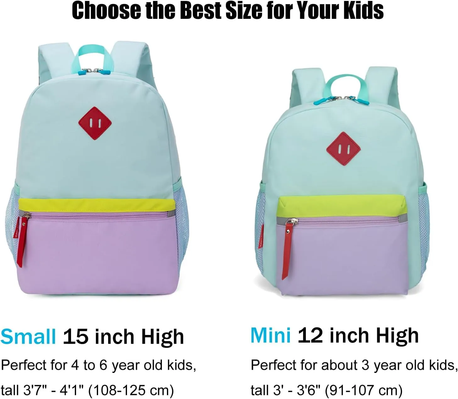 HawLander Preschool Backpack for Toddler Girls, Kids School Bag, Ages 3 to 7 years old, Small, Light Green