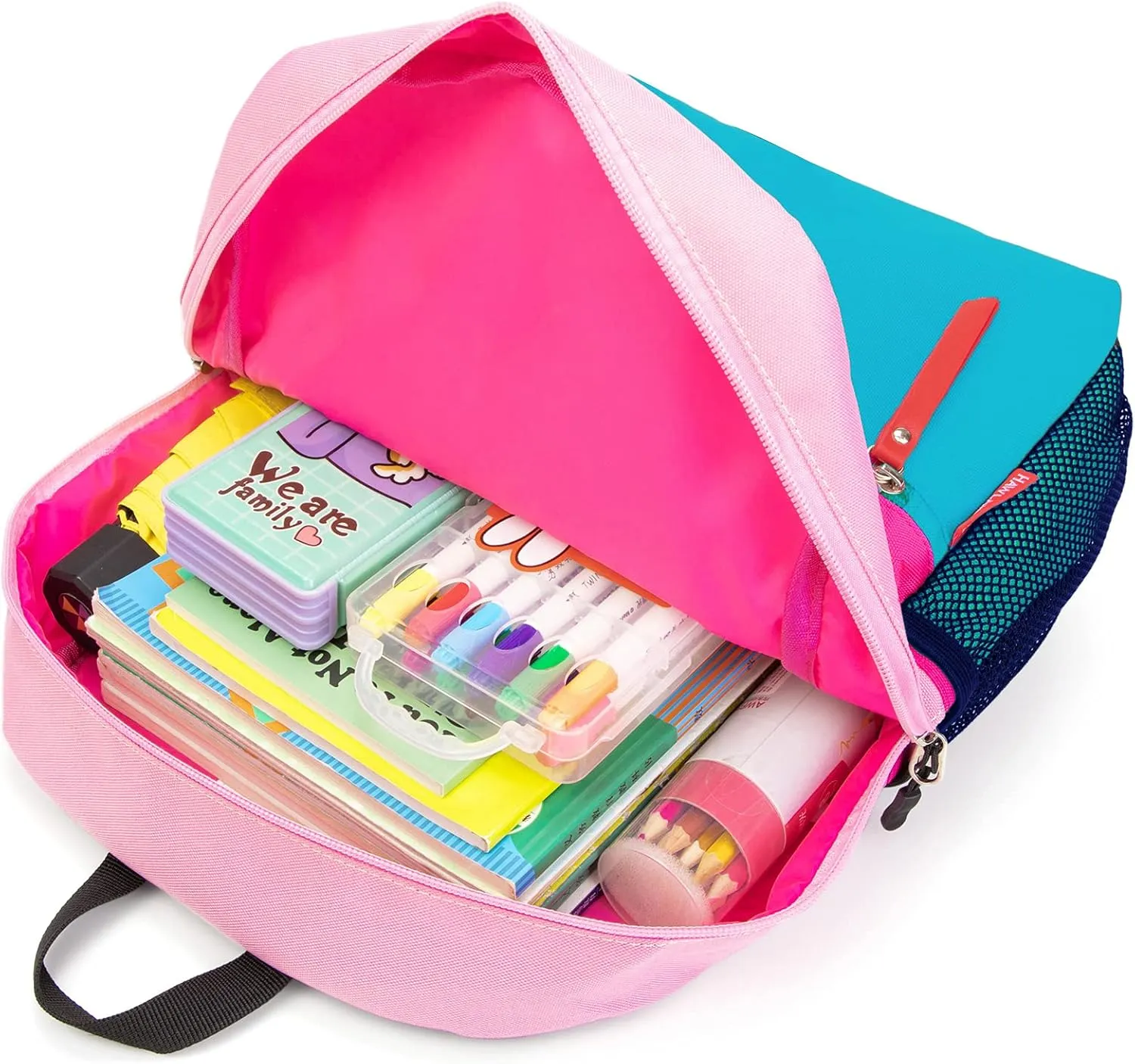 HawLander Preschool Backpack for Toddler Girls, Kids School Bag, Ages 3 to 7 years old, Small, Pink Blue