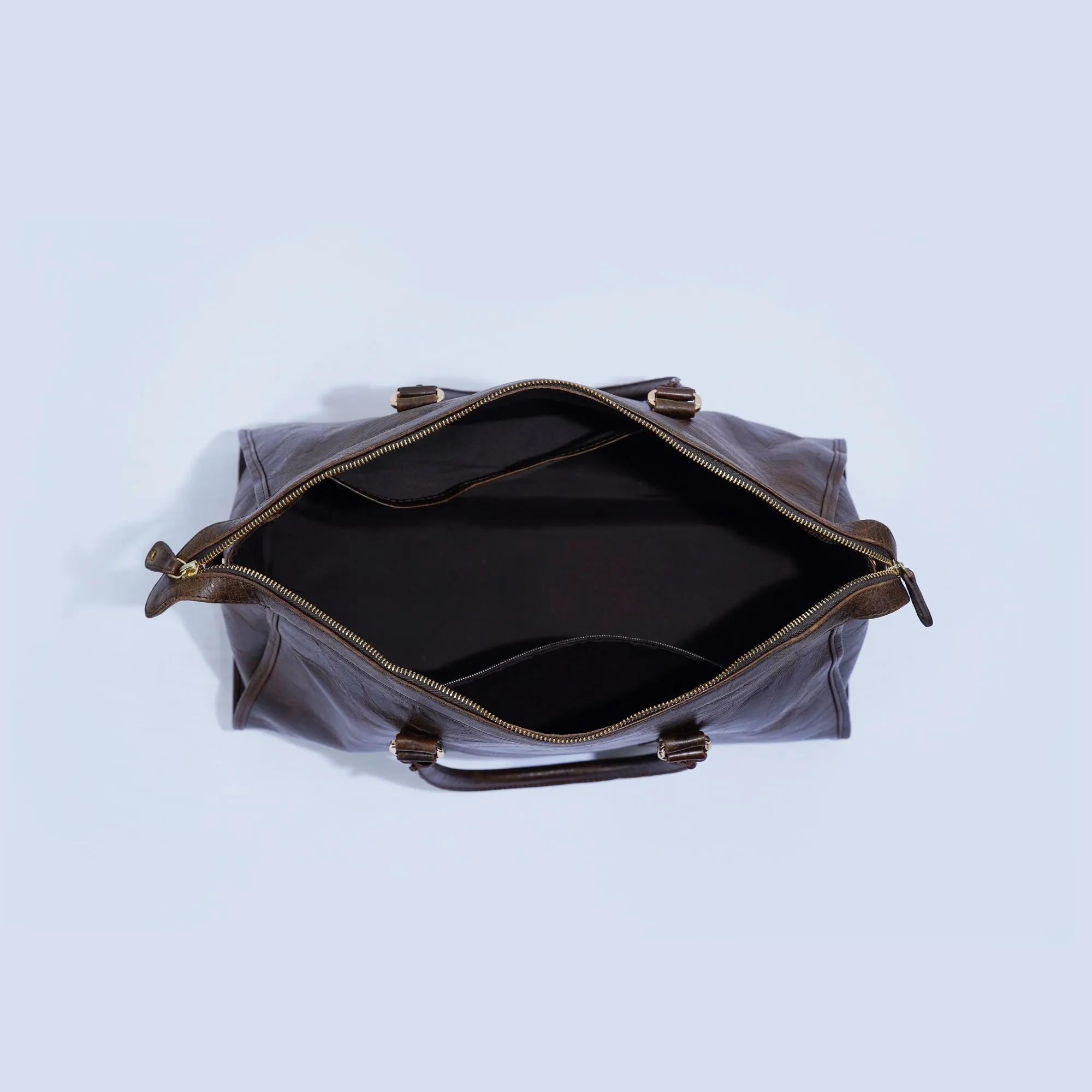 Hayden Unisex Leather Duffel - Coffee