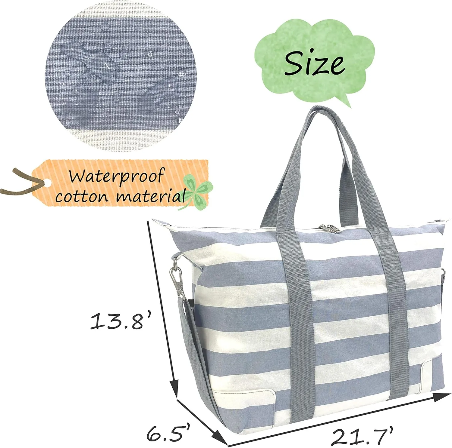 Hibala Canvas Beach bag Travel bag,Weekender Carry On for Women,Sports Gym Bag,Workout Duffel Bag,Overnight Shoulder Bag