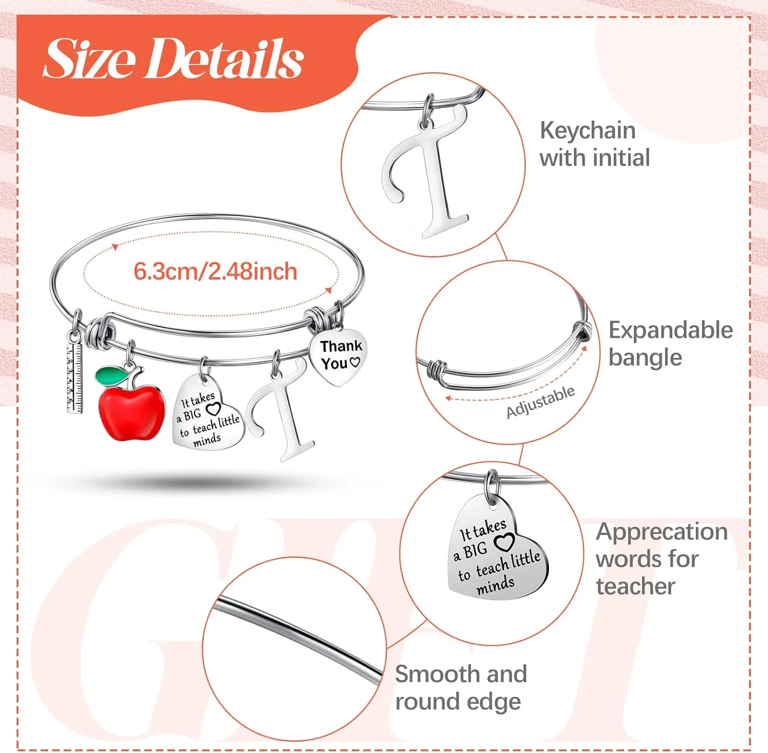 Highergo 2 Pcs Teacher Appreciation Gifts Set for Women Teachers' Day Gifts Kits Cosmetic Bag Makeup Pouch Thank You Bangle Bracelet 2025 Graduation Present,Best Teacher Ever Present