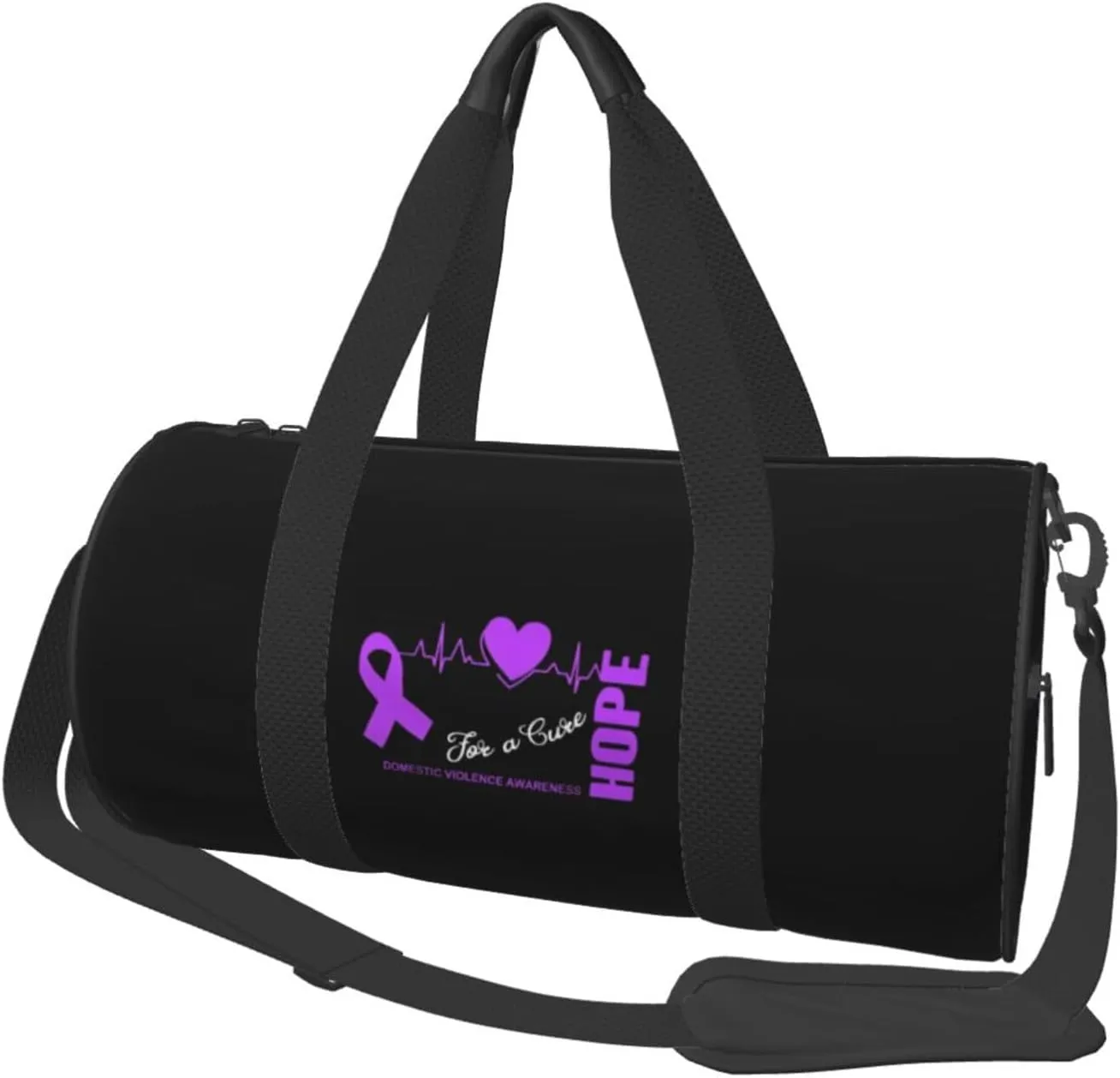 Hope for a Cure Domestic Violence Awareness Convertible Garment Bag with Shoulder Strap, Carry on Garment Duffel Bag for Men Women - Rolling Foldable for Travel Luggage Bags (Black)