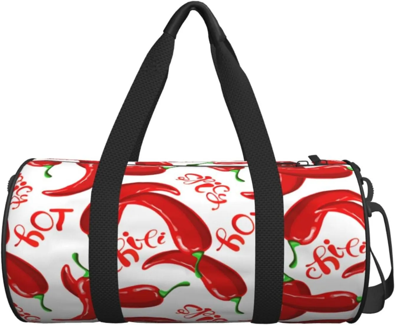 Hot Red Chili Round Travel Duffel Bag Large Capacity Gym Sports Bags for Hiking Vacation Trips